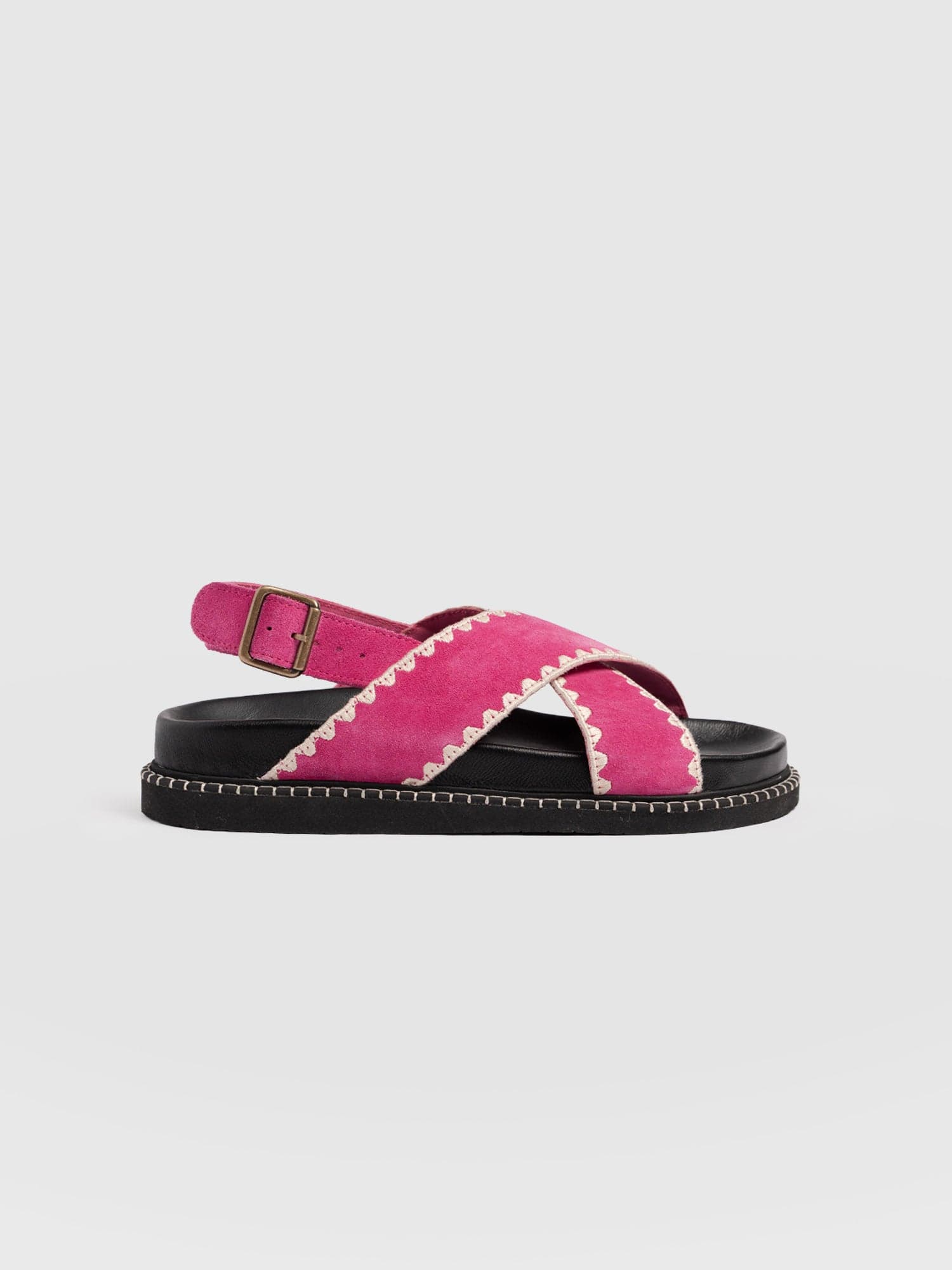 Bonnie Cross Over Sandals - Pink Suede - Women's Shoes | Saint + Sofia® EU